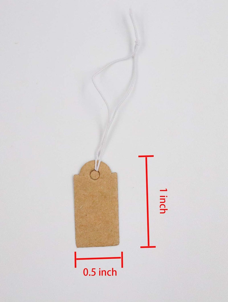 Sowaka 100 Pcs Display Tags with Hanging String Mini Writable Blank Label Display Tags for Jewelry Store Price Marking Ornament Pricing Product Clothing Hanging Tags (Small, Kraft) - Image 2